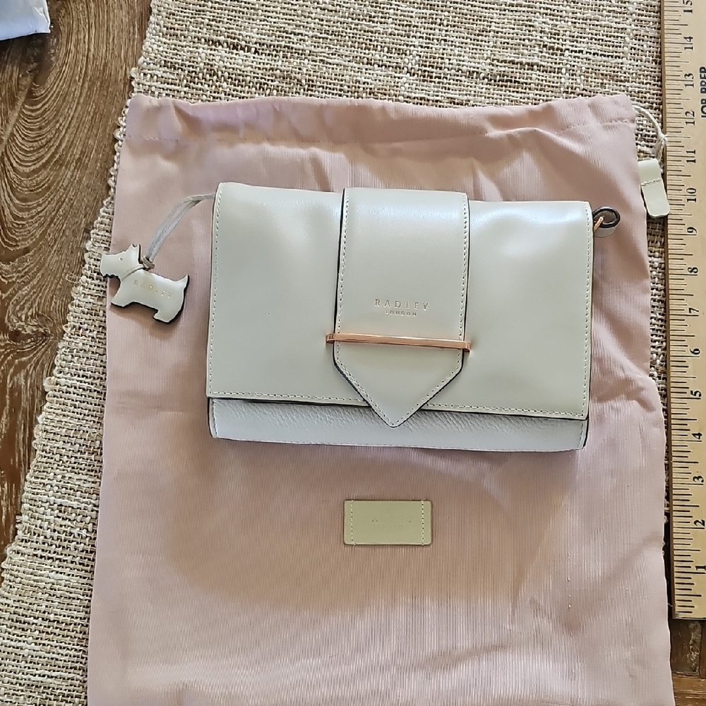 Radley London White Crossbody Bag With Rose Gold Hardware